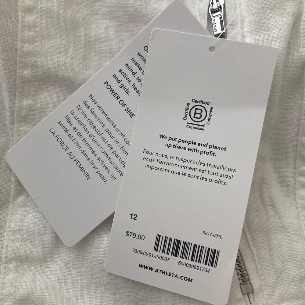 NWT Athleta White Cabo Linen Joggers size 12 - Picture 7 of 12